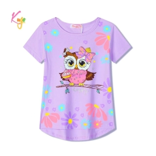 Dívčí tričko krátký rukáv Kugo FC1107 fialové se sovičkou
