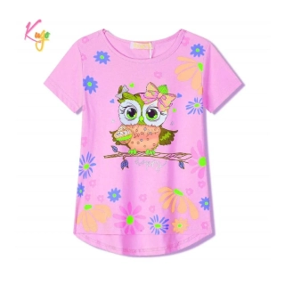 Dívčí tričko krátký rukáv Kugo FC1107 tmavší růžové se sovičkou