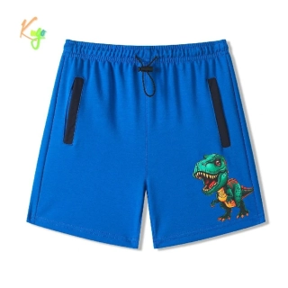Bavlněné chlapecké kraťasy Kugo FS7035 modré s dinem