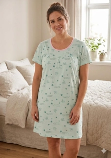 Dámská noční košile Kugo MP6575 s krátkým rukávem zelená