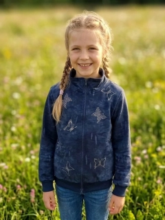 Stylová dívčí mikina Kugo SM3635 na zip tmavě modrá
