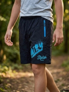 Stylové chlapecké kraťasy Kugo FS7043 černé s modrou