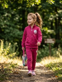 Dívčí tepláková souprava Kugo MS1630 tmavě růžová
