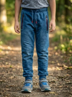Chlapecké riflové tepláky - kalhoty Kugo TM8260 červený zip