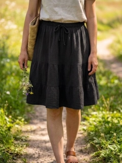 Dámská mušelínová sukně ke kolenům Michel černá