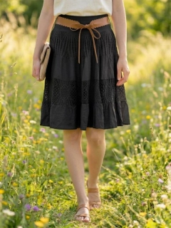 Dámská krajková sukně BOHO ke kolenům černá