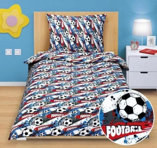 Dětské povlečení bavlna junior 140x200, 70x90 cm, fotbal modré