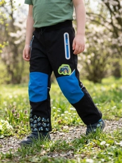 Chlapecké softshellové kalhoty zateplené Kugo HK5850 černé s modrou