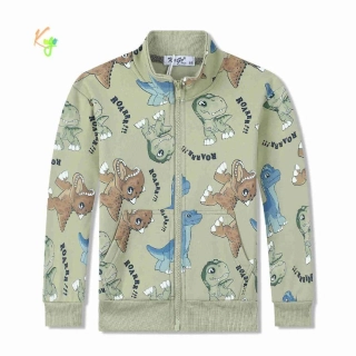 Teplá chlapecká mikina Kugo SF5701 zelená s dinosaury