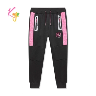 Teplé softshellové tepláky dívčí Kugo GK8655 černo-růžové