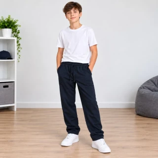 Silné chlapecké tepláky Kugo SF5711 s chloupkem černé