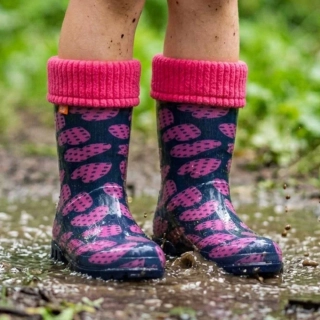 Dětské zateplené holinky Demar Twister Lux Print V srdce puntík