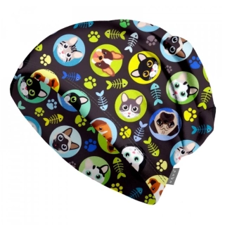 Unuo Fleecová čepice kočka a pes kluk