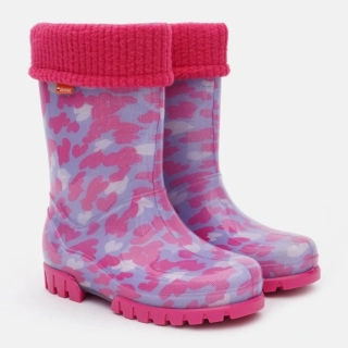 Dětské zateplené holínky Demar Twister Lux Print C srdíčka