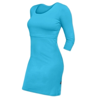 Kojicí šaty JOŽÁNEK Elena 3/4 rukáv, tyrkysové