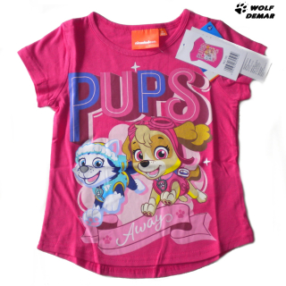Dívčí tričko SETINO 962-595 Tlapková patrola tm. růžové