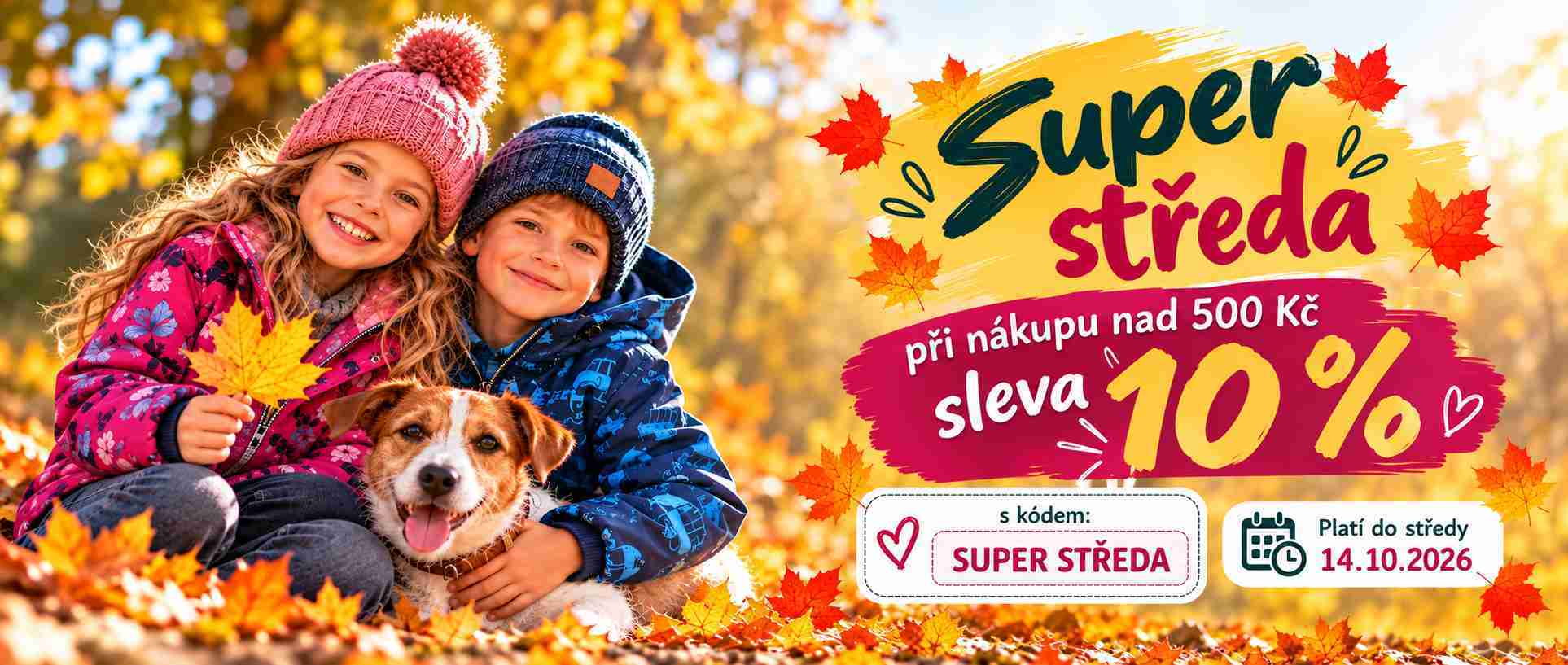 Banner upozorňující na slevu 10% při nákupu nad 500 Kč