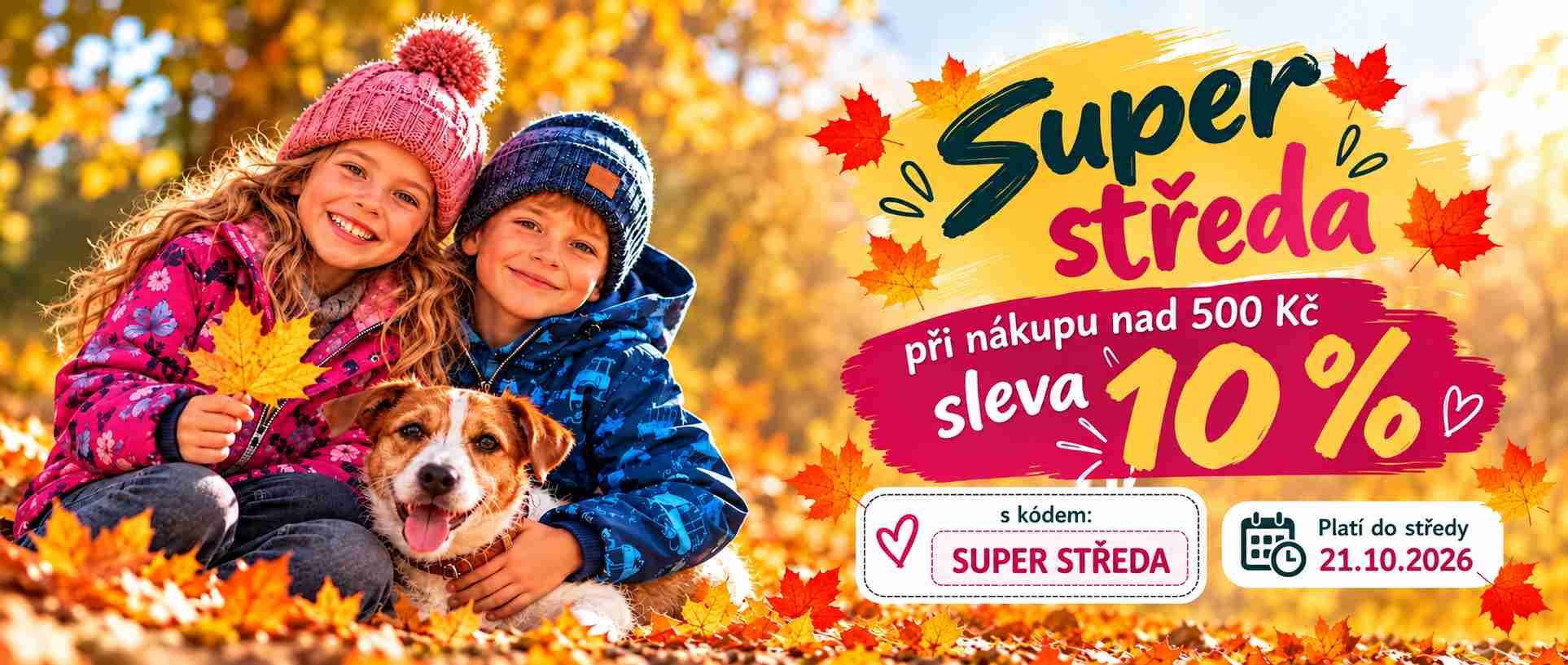 Banner upozorňující na slevu 10% při nákupu nad 500 Kč